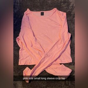 small long sleeve pink crop top